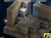 Play Wall Walker free online, featuring a character standing on a wall in a rotating 3D puzzle environment with stars to collect.