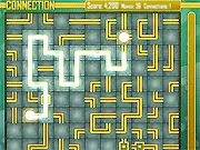 Connection Puzzle free online logic game, sliding circuit tiles to create an electric path between two glowing sources
