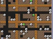 Collecting diamonds in Rock Rush while avoiding rocks and enemies