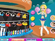 Screenshot of a high school cheerleader character dressed in a stylish uniform, ready for the cheerleading competition or game.