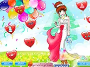 Screenshot of the dress-up game French Wedding Style, showing a beautiful bride character wearing an elegant white lace wedding gown and an intricate veil.