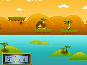 Screenshot of the Reggae Monkey platformer game, showing a small monkey character with dreadlocks jumping on a platform to collect bananas.