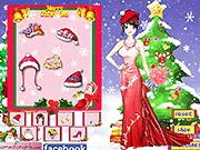 A beautiful bride in a white wedding dress with festive, winter-themed accessories in the free online dress-up game