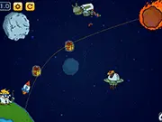 Bomb The Rock free online game, puzzle game where you set a rocket course to hit an asteroid with TNT