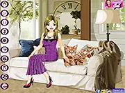 Play Stylish Cat Lover free online dress up game, style the lady in a wonderful outfit to look good with her cats for her guests on PlayArcadeHub