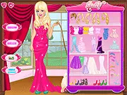 Screenshot of Princess and Her Puppy dress up game showing a smiling princess in a large dress holding her puppy, with various royal gowns and accessories available to choose from in the free online game.