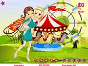 Screenshot of the Little Sister Best Friend dress up game showing two female characters, a big sister and a little sister, being dressed in stylish clothes.