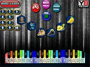 Screenshot of Fun Music Piano Box showing a colorful virtual piano keyboard with numbers and animal icons, designed for a free online game for kids.