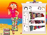 Screenshot of Fatty Babe Dress Up game, showing the stylish main character with a selection of clothing options and accessories.