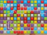 Screenshot of the Matching Blocks 2 game grid showing brightly colored blocks connected by a drawn line