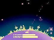 Zoids Planet Fall game screenshot, a planetary defense system shooting at incoming enemy droids and spaceships
