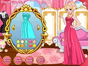 Screenshot of the game Elsa and Anna Bridesmaid Dresses showing the two princesses standing side-by-side wearing different elegant bridesmaid gowns and holding bouquets.