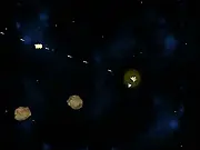 Chronicle free online retro arcade shoot-em-up game screenshot showing a spaceship firing a powerful lazerline and a charged R-Type beam weapon at enemies.