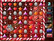 Masha Candy Crush game screen showing Masha and the Bear characters next to a grid filled with colorful candies, cookies, and sweet treats ready for a match 3 puzzle.