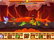 Screenshot of Awesome Happy Monster game showing two cartoon monsters fighting in a happy tournament ring