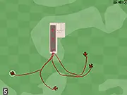 Several airplanes on the screen with colored flight paths drawn toward their respective airport runways in the Plane Control online game