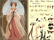 Medieval Princess Dress up game screen, a princess wearing a red and gold gown