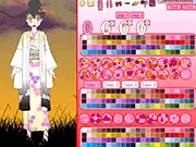 The Kimono Maker dress up game screenshot - designing a traditional Japanese kimono outfit