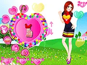 Play All About Love free dress up game online, styling outfits and accessories for a charming lady