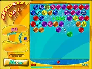 Screenshot of Blow Up! game board, matching 3 or more colorful balls, free online bubble shooter puzzle game