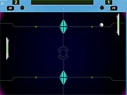 Screenshot of Fire Fields game, two paddles battling with missiles and lasers in a futuristic arena, free 2-player online game