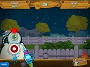Squirt Gun Patrol game screenshot showing the hero aiming a water pistol at invaders