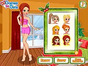 Christmas Dinner Dress up game screen, a fashion editor Alice wearing an elegant holiday dress