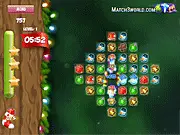 Screenshot of the Christmas Night Match 3 online game board with festive items, showing a timed puzzle challenge. Play free on PlayArcadeHub.
