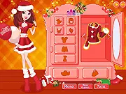 Screenshot of the Christmas Friends dress-up game showing two cartoon girls in their festive holiday outfits and accessories.