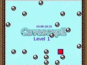 Cavescape online puzzle game screenshot, box navigating a cave system, free online sliding block game on PlayArcadeHub