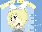 Screenshot of the Derpy Hooves Dress Up online game showing the cute Pegasus character with a selection of different dresses and accessories ready to be customized.