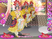 Showgirl Perfect Dressup free online fashion game, styling a glamorous stage performer with feathers, sequins, and accessories