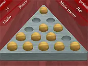 Online Solitaire Peg Game screenshot showing a wooden board with pegs, a classic logic puzzle game free on PlayArcadeHub