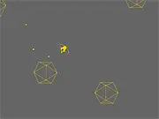 The Swarm classic arcade shooter game online, spaceship firing lasers at an approaching swarm of space asteroids