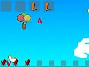 Balloon Quest free online spelling game on PlayArcadeHub, popping letter balloons to form words