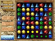 Close-up of the Ancient Magic Treasure game board showing colorful diamonds and gems ready to be matched in a classic match-3 puzzle style.