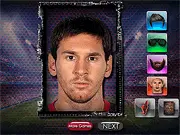 Funny Messi Face free online game screenshot, player customizing the face of Lionel Messi into a funny zombie character