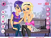 Screenshot of Cheer Up Buttercup Dress Up game showing two friends with Emo-style fashion, wearing dark clothes and alternative accessories, preparing for a concert.