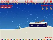 Santa's Landing Christmas game screenshot - guiding Santa's sleigh to a rooftop
