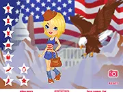Character being styled in fashionable clothes and accessories in the free online dress-up game American Dreamer