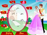 Beautiful princess wearing a stunning gown and diamond jewelry, waiting for a romantic proposal in the Princess Proposal Dress Up game