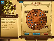 Screenshot of the Big Brain Wolf puzzle game showing a complex logic riddle displayed on the screen with multiple clues and questions.