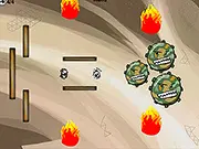 The small black-and-white characters, called Splitties, splitting to navigate an obstacle in the free online puzzle game Splitty 2