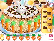 Bunnie's Carrot Cake free online cooking game screenshot, decorating a dessert for an adorable bunny pet