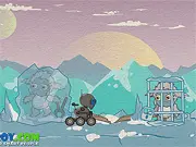 S.A.R.A. 3 action game screenshot of the android fighting an enemy on a cold, alien planet