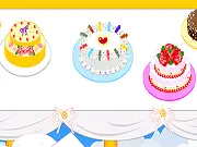 Screenshot of the Decorate The Wedding Cake game interface, showing a beautiful tiered cake being decorated with frosting, flowers, and a wedding topper