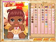 Cute baby character wearing a fashionable outfit and smiling in the online dress up game Photo Album