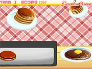 Let's Make Pancakes! online game screenshot - a stack of freshly cooked golden-brown pancakes on a plate