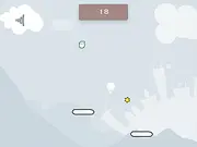 Screenshot of the game Founcy showing a round, furry character named Founcy bouncing between several colorful platforms controlled by the player, with power-up icons visible.