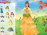 The Prince and Me Dress Up game screen showing a princess in an elegant gown being styled for a romantic proposal date